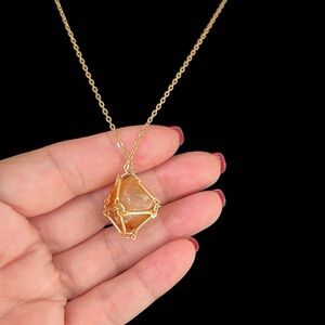 Elegant Gold over stainless steel cage Pendant Necklace